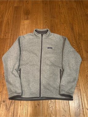 Patagonia Gray Fleece Hoodie with Logo Trim